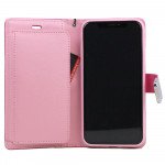 Wholesale iPhone X (Ten) Multi Pockets Folio Flip Leather Wallet Case with Strap (Hot Pink)